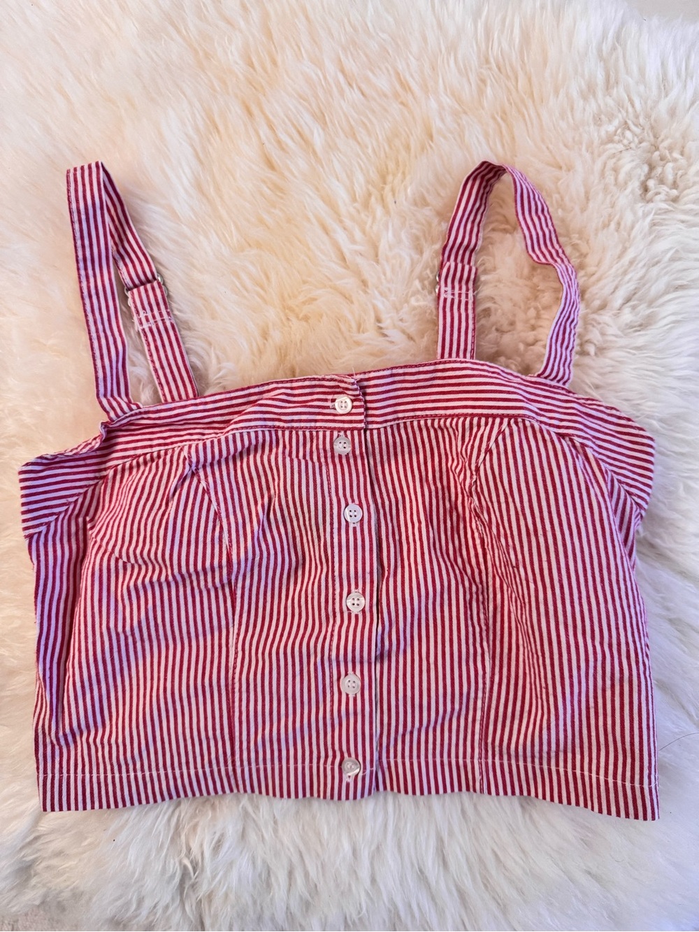 Brandy Melville Red and While Striped Crop Top